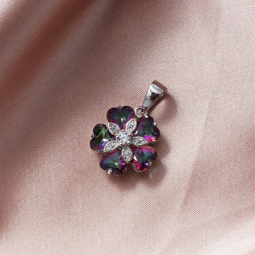 925 Sterling Silver Mystic Topaz Pendant Necklace, Stunning Mystic Topaz Pendant